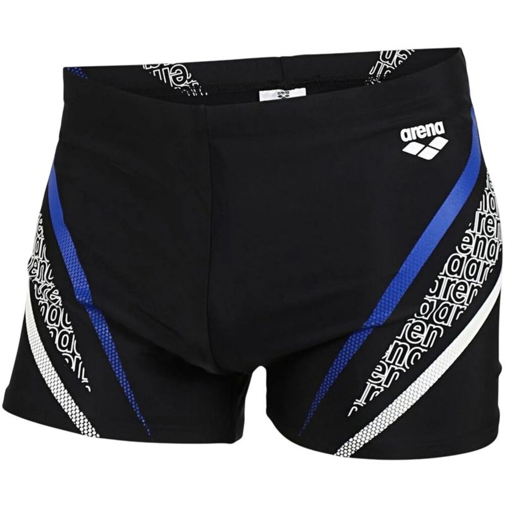Arena Mens Lettering Print Regular Swim Shorts / Black